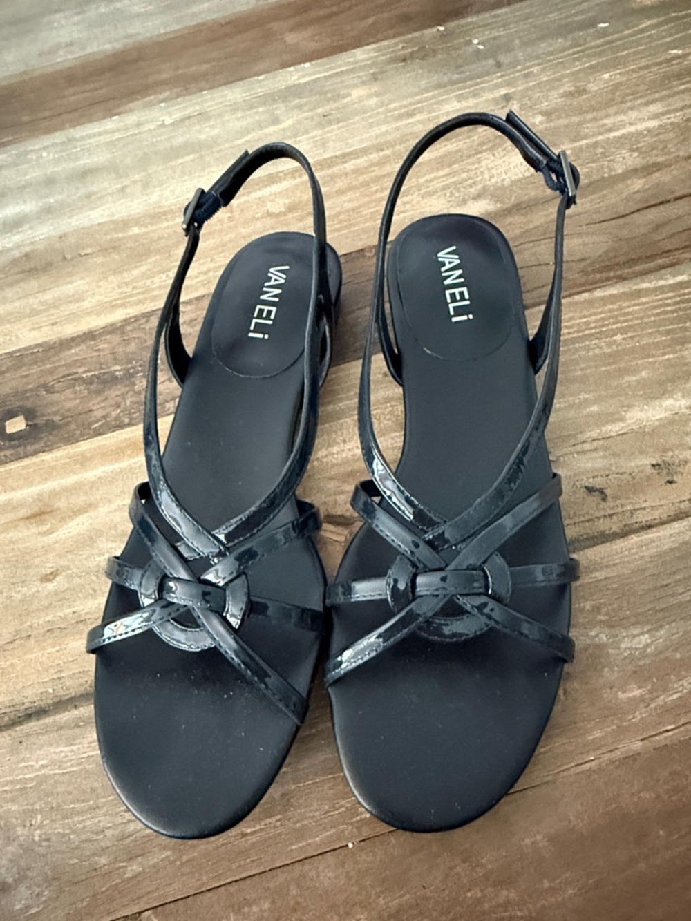 Vaneli Black Knot-Front Slingback Sandals